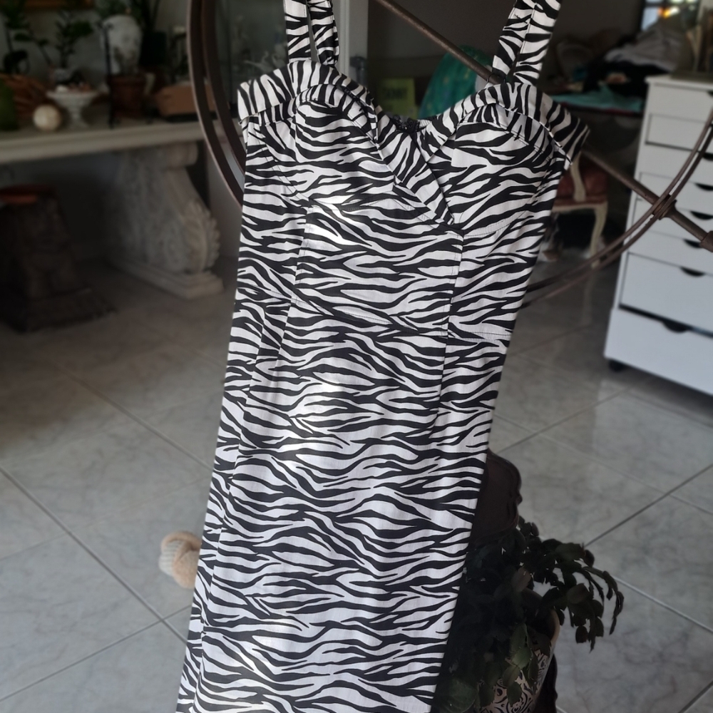 Zebra Print Sleeveless Dress
